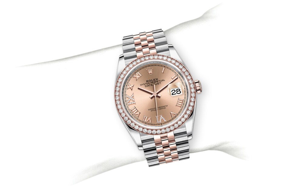 Rolex Datejust 36 Rose Gold/Steel Rose Roman Diamond VI Dial & Diamond Bezel Jubilee Bracelet